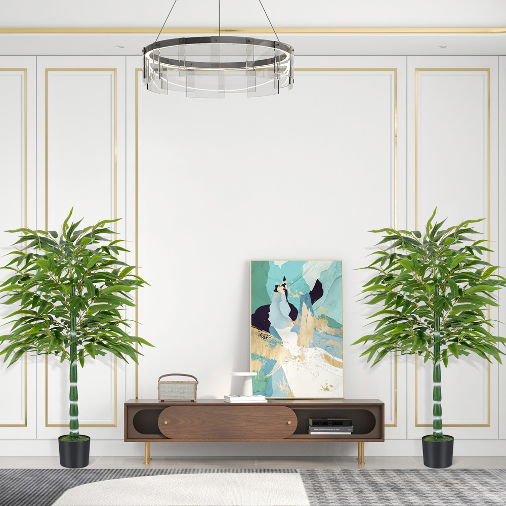 Costway Artificial Bamboo Tree in Plastic Nursery Pot 125cm 2 Pack Image 3