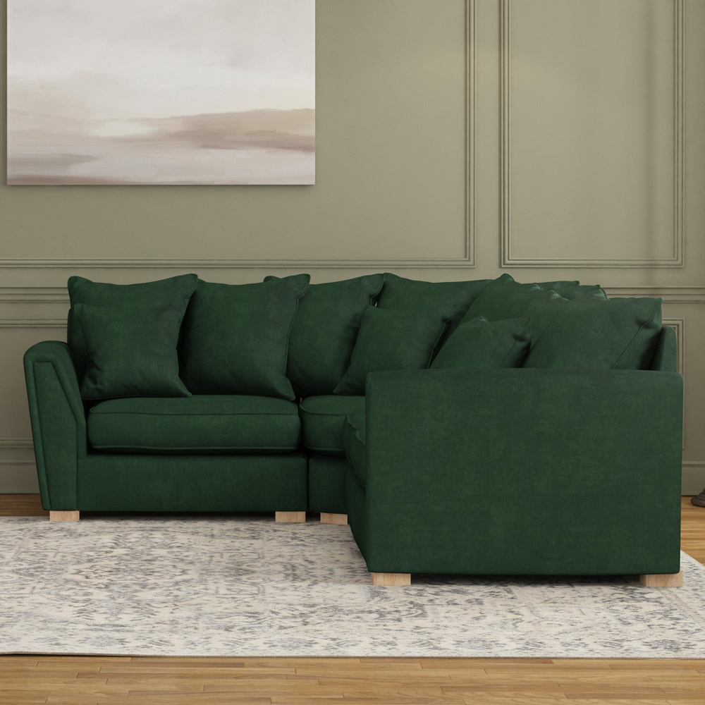 Wendleberry 3 Seater Forest Green Plush Velvet Scatter Back Left Hand Corner Sofa Image 5