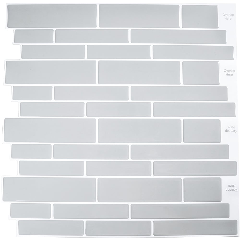 Living and Home Brick Effect Light Grey Self Adhesive Wall Tile Sticker 10 Pack Image 7