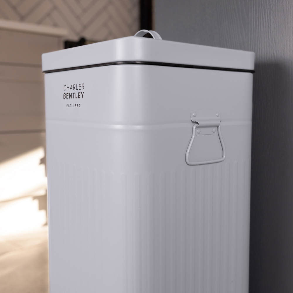 Charles Bentley Retro Square Steel Light Grey Kitchen Pedal Bin 30L Image 7