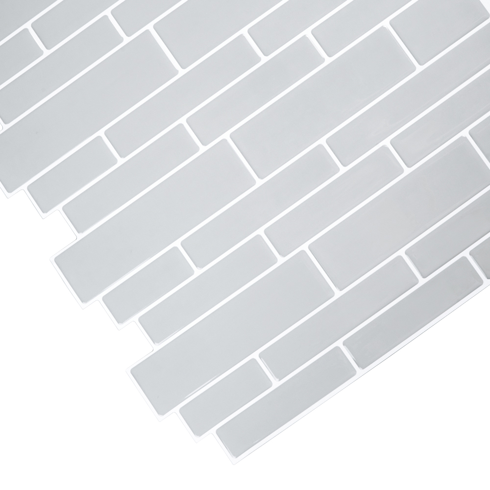 Living and Home Brick Effect Light Grey Self Adhesive Wall Tile Sticker 10 Pack Image 3