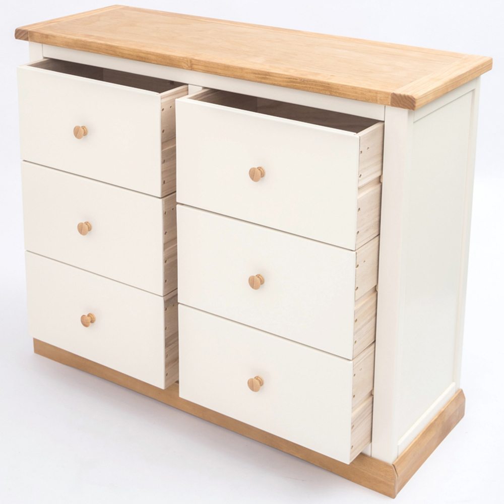 Cabinet Bits Trevi 6 Drawer White Wood Knob Chest of Drawers Image 4
