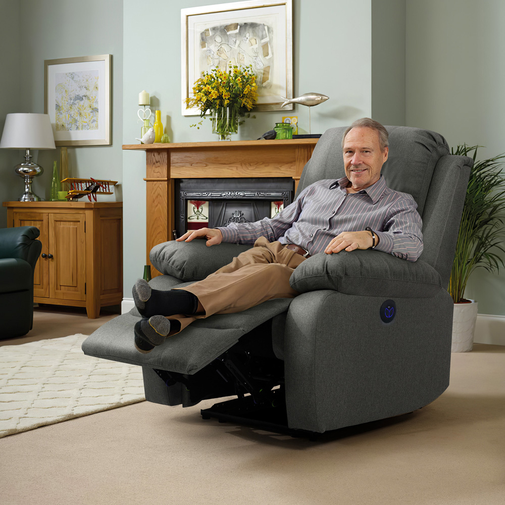 Comfy Living 6 Seater Dark Grey Linen Electric Recliner Sofa Set Image 6