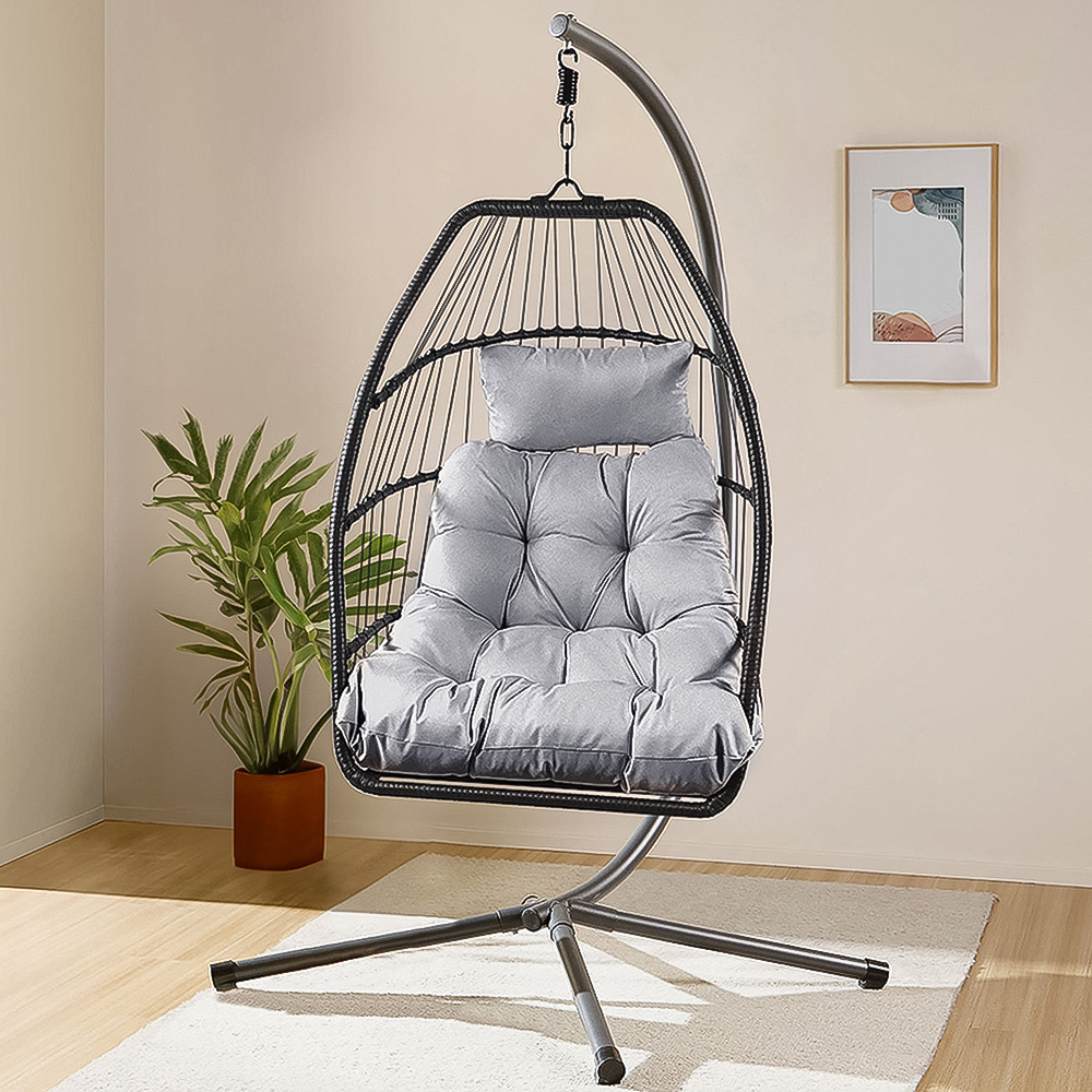 Home republic Miami Black Egg Chair with Cushion Image 1
