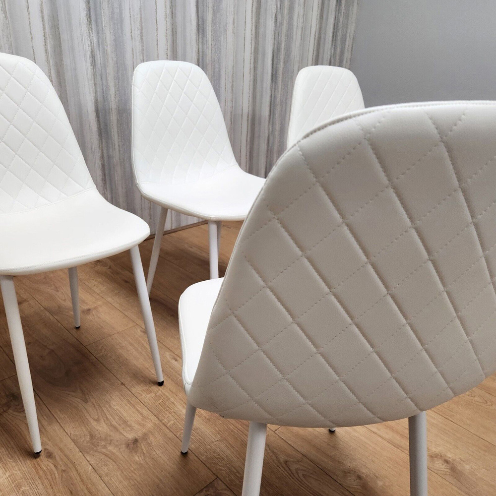 Denver Set of 4 White Leather Dining Chairs Image 2