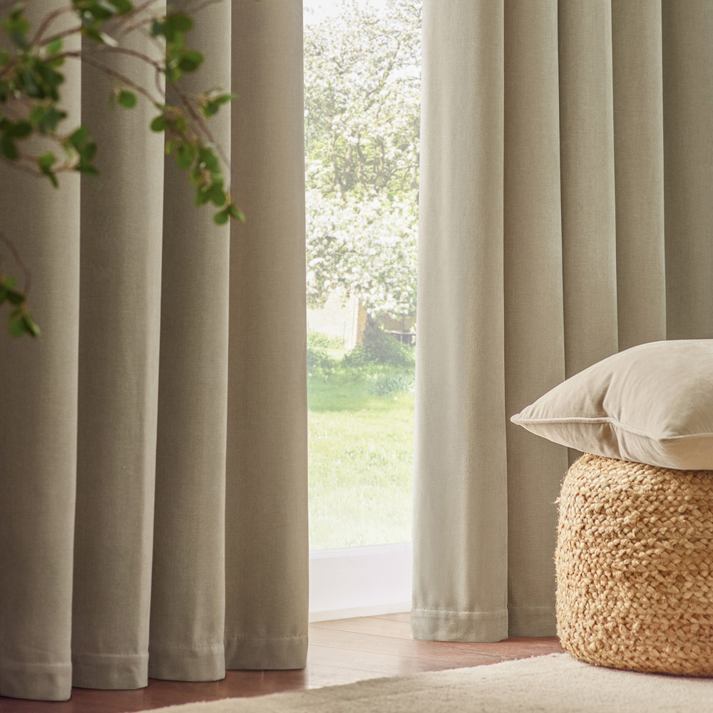 Yard Heavy Chenille Fully Lined Pencil Pleat Curtains Linen 168 x 229cm Image 3