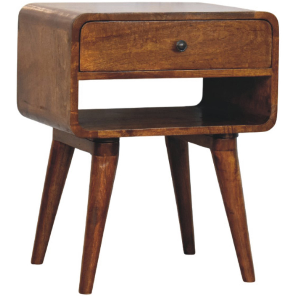 Artisan Furniture Avora Chestnut Single Drawer Single Shelf Solid Wood Nightstand Image 3