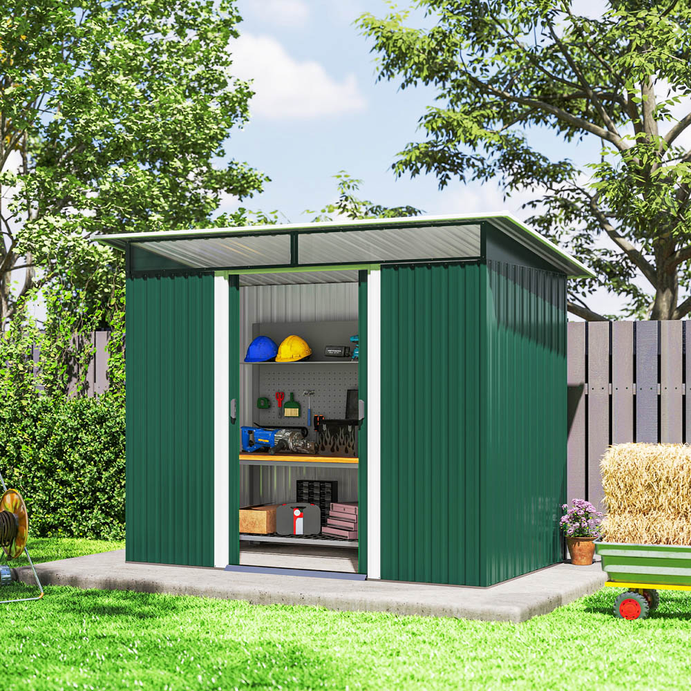 Outsunny 8.5 x 4.4ft Green Metal Pent Garden Shed Image 4