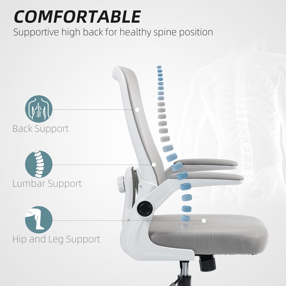 Portland Grey Mesh Tilting Office Desk Chair with Lumbar Support Image 4