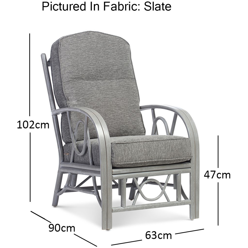 Desser Bali Slate Grey Fabric Natural Rattan Armchair Image 6
