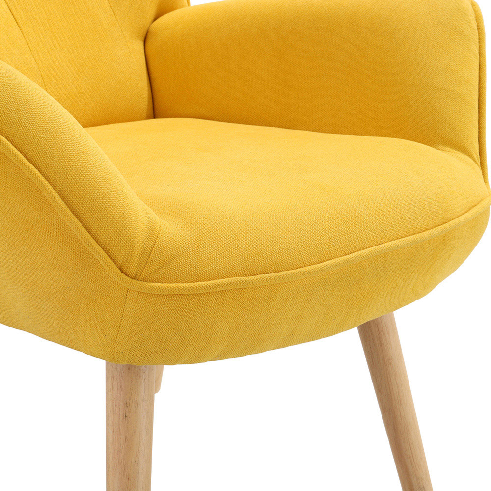 Living and Home Yellow Tufted Button Linen Armchair Image 4