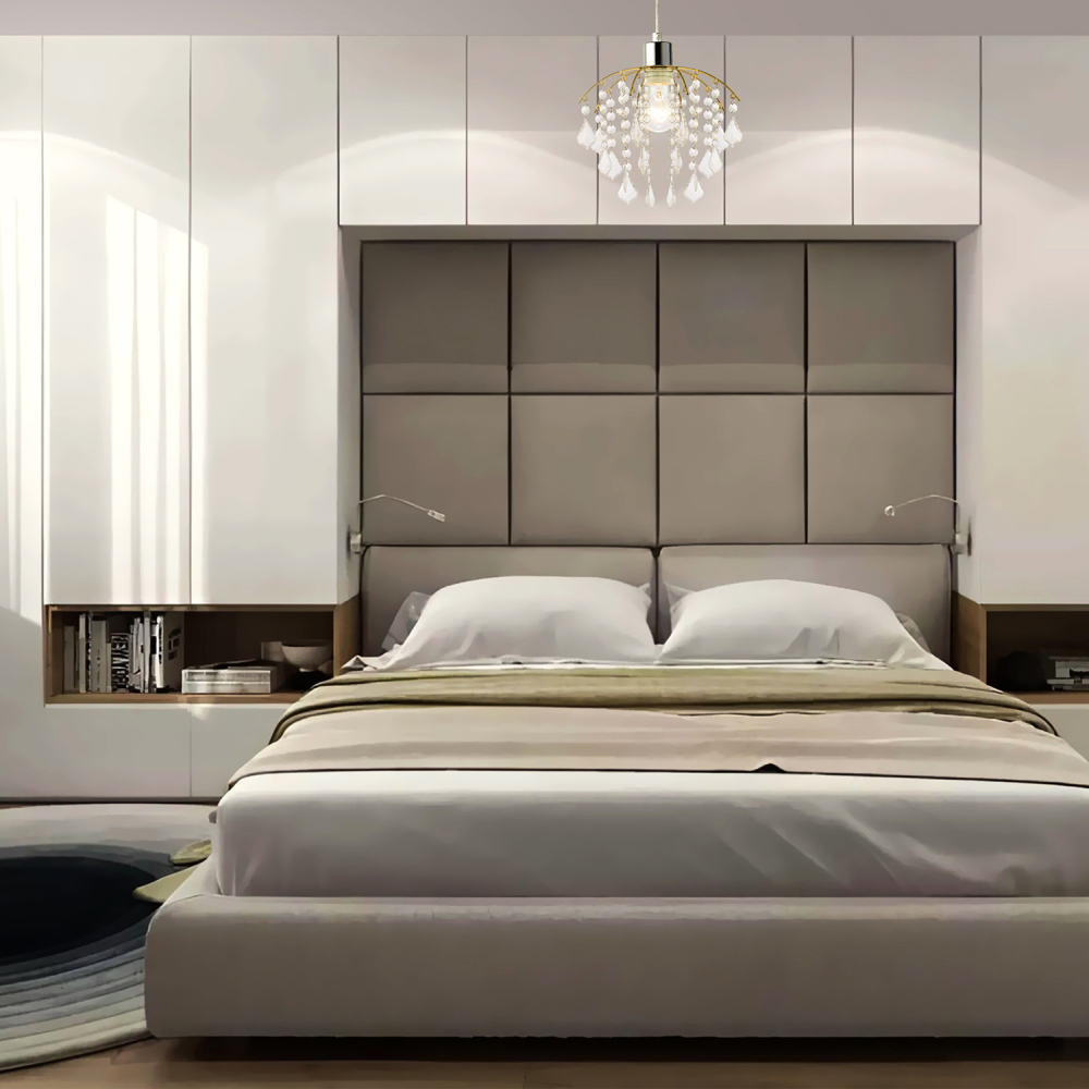 Happy Homewares Gold Frame Waterfall Pendant Shade with Acrylic Droplet Image 2