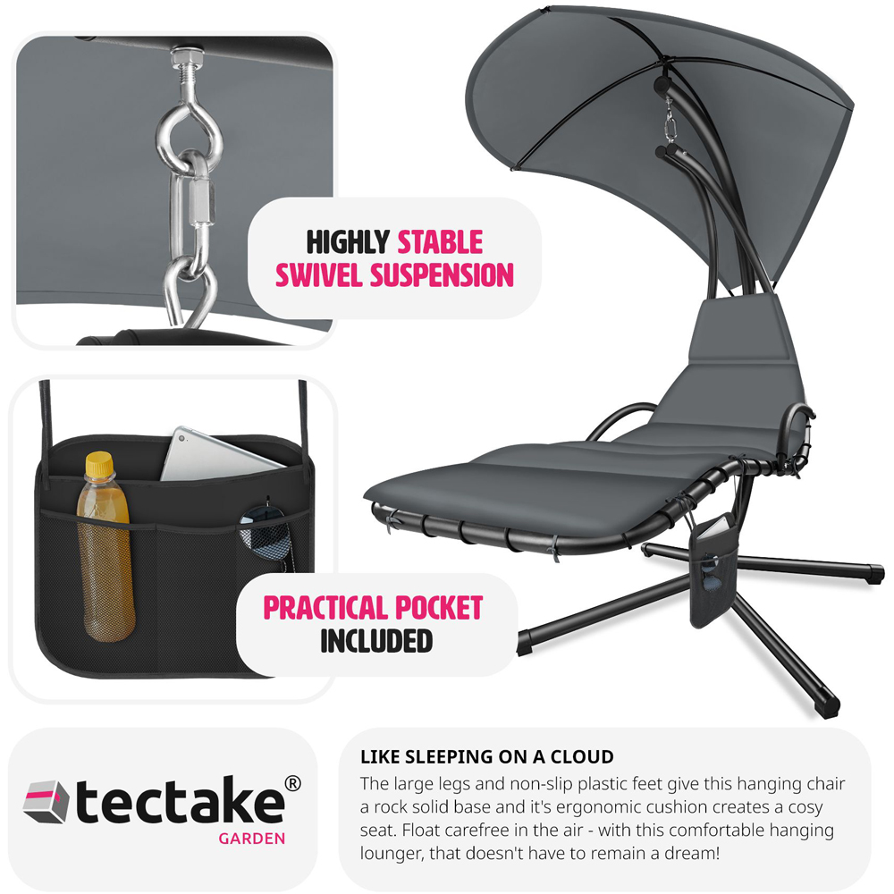 tectake Elaria Grey Large UV Protection Sun Canopy Hanging Chair Image 3