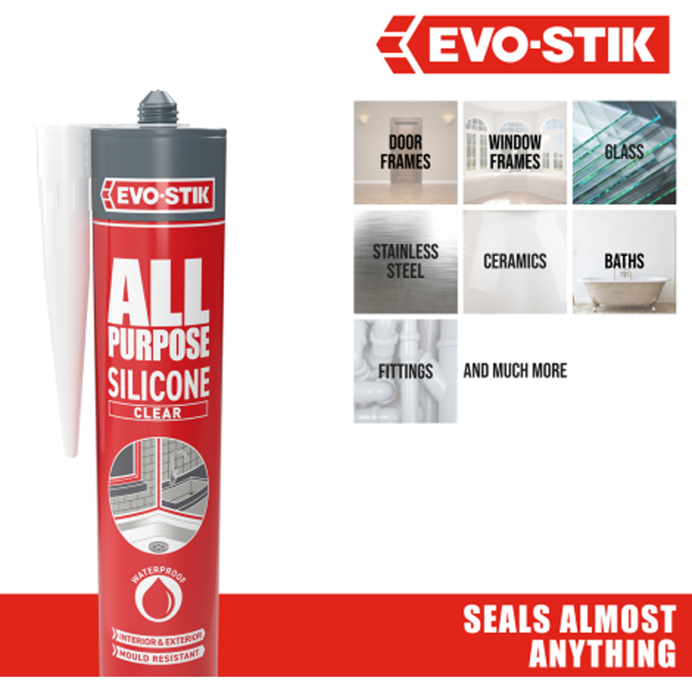 Evo-Stik Evo-Seal White Multipurpose Silicone Tube 290ml 12 Pack Image 4