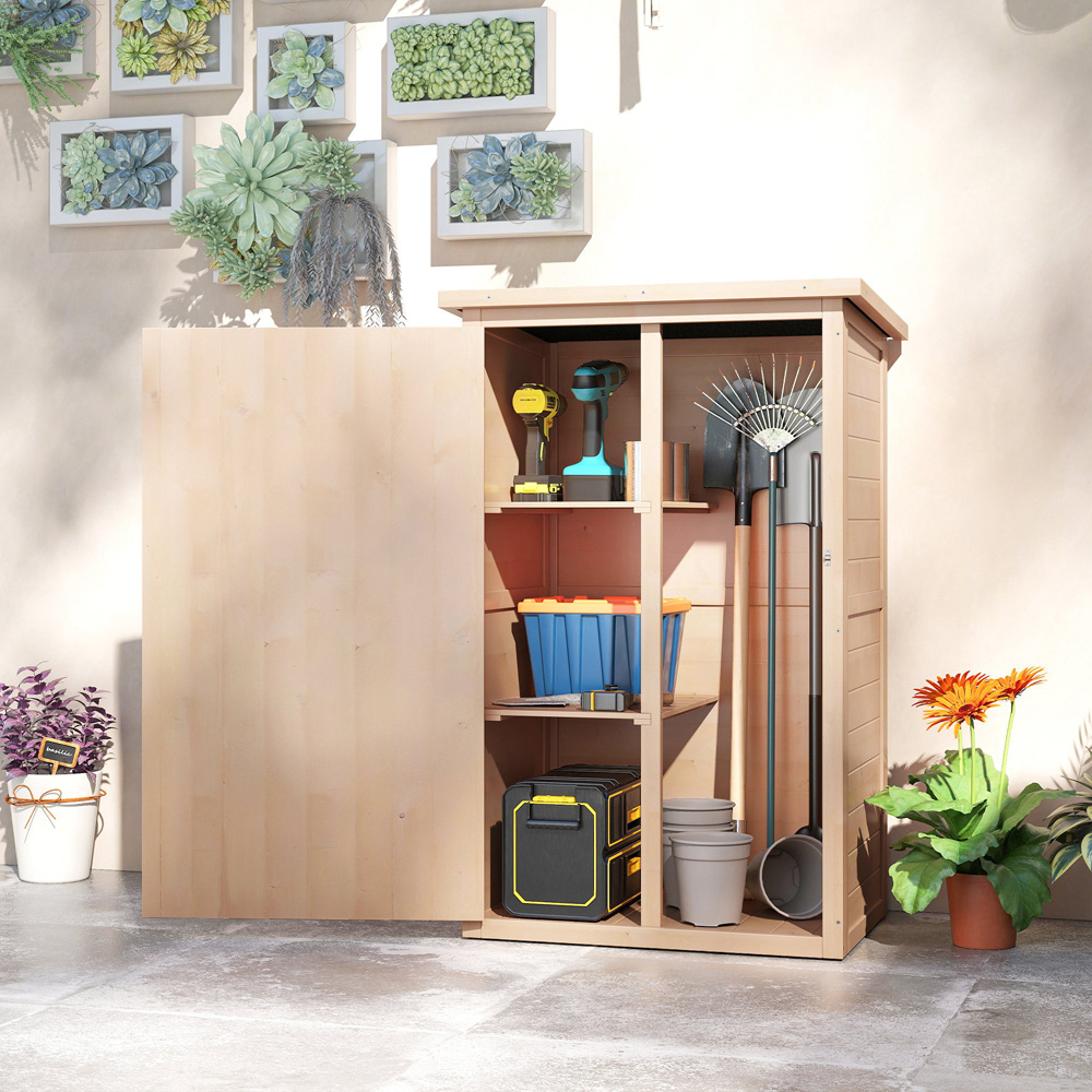 Outsunny 2.5 x 1.8ft Wooden Garden Shed Image 2