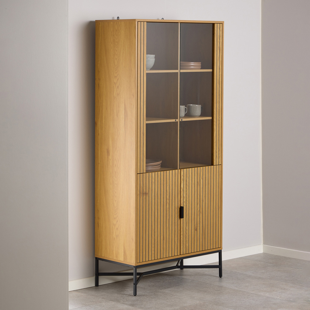 Florence Jaipur 4 Door 2 Oak Glass Cabinet Image 9