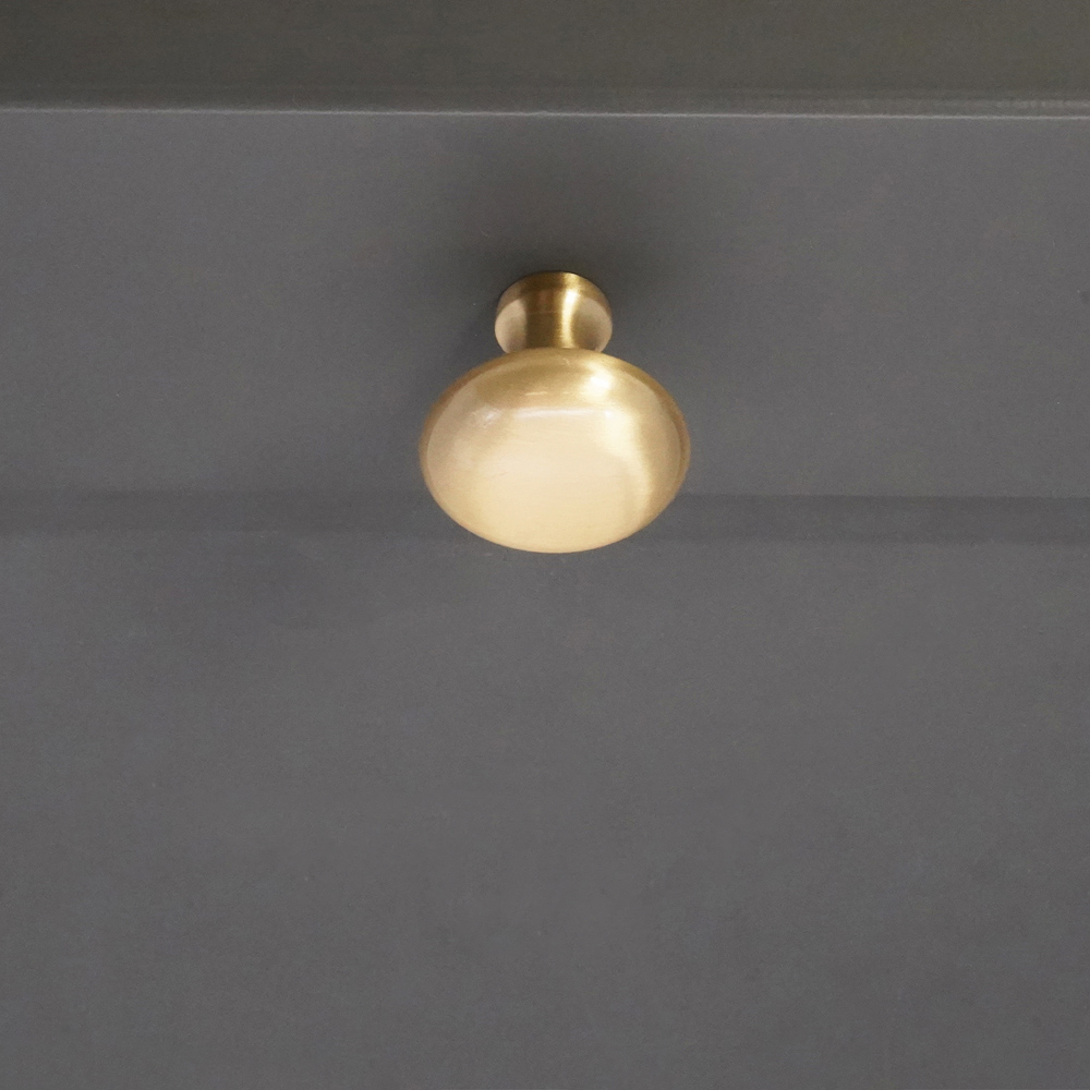 Spira Brass Mushroom Satin Brass Medium 32mm Cupboard Knob Image 2