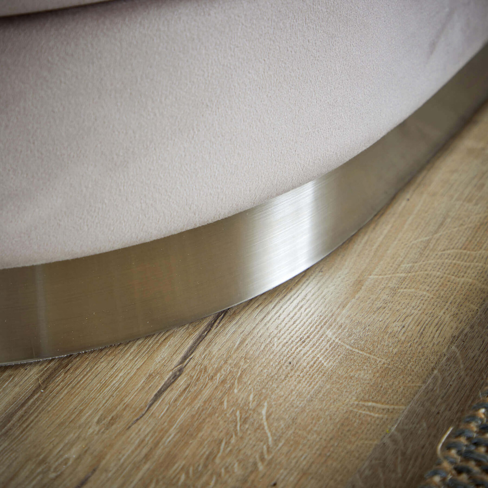 Home Source Cake Light Grey Velvet Single Storage Ottoman Image 4