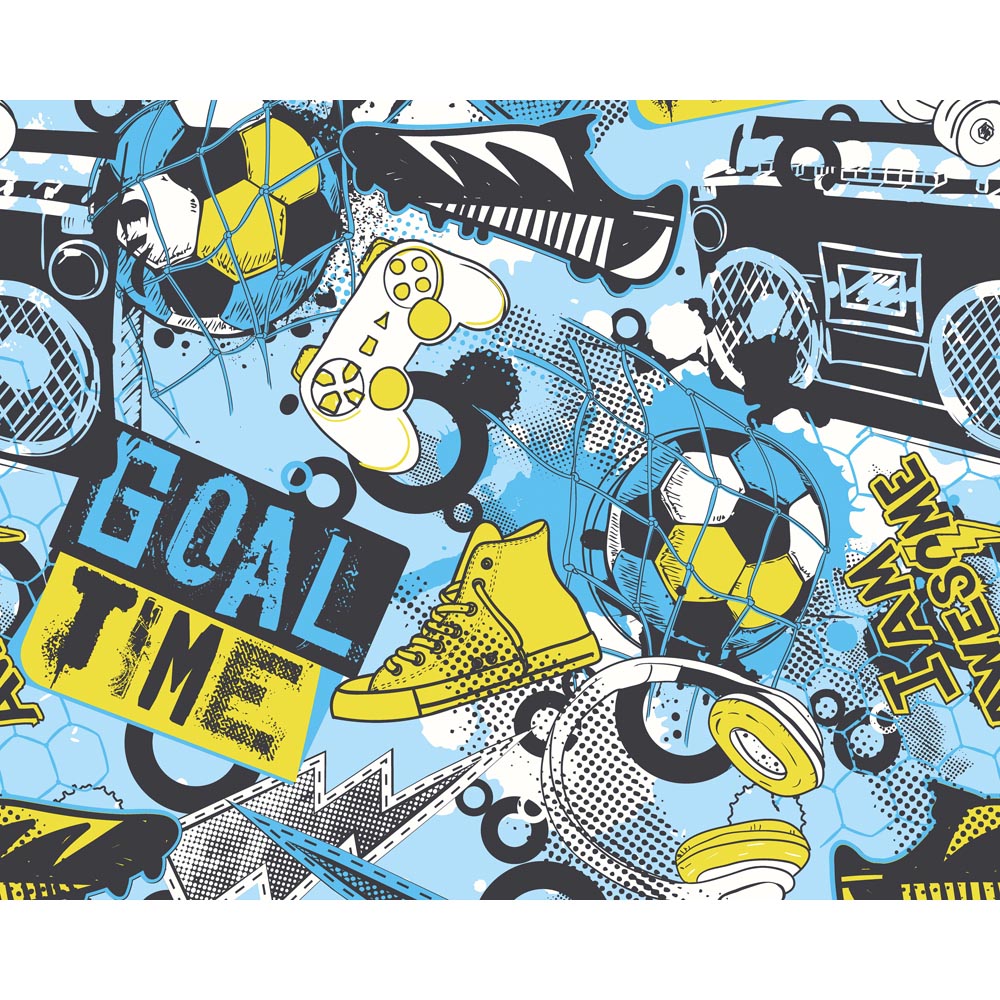 Origin Murals Games Splash Blue and Lime Wall Mural Medium Image 2