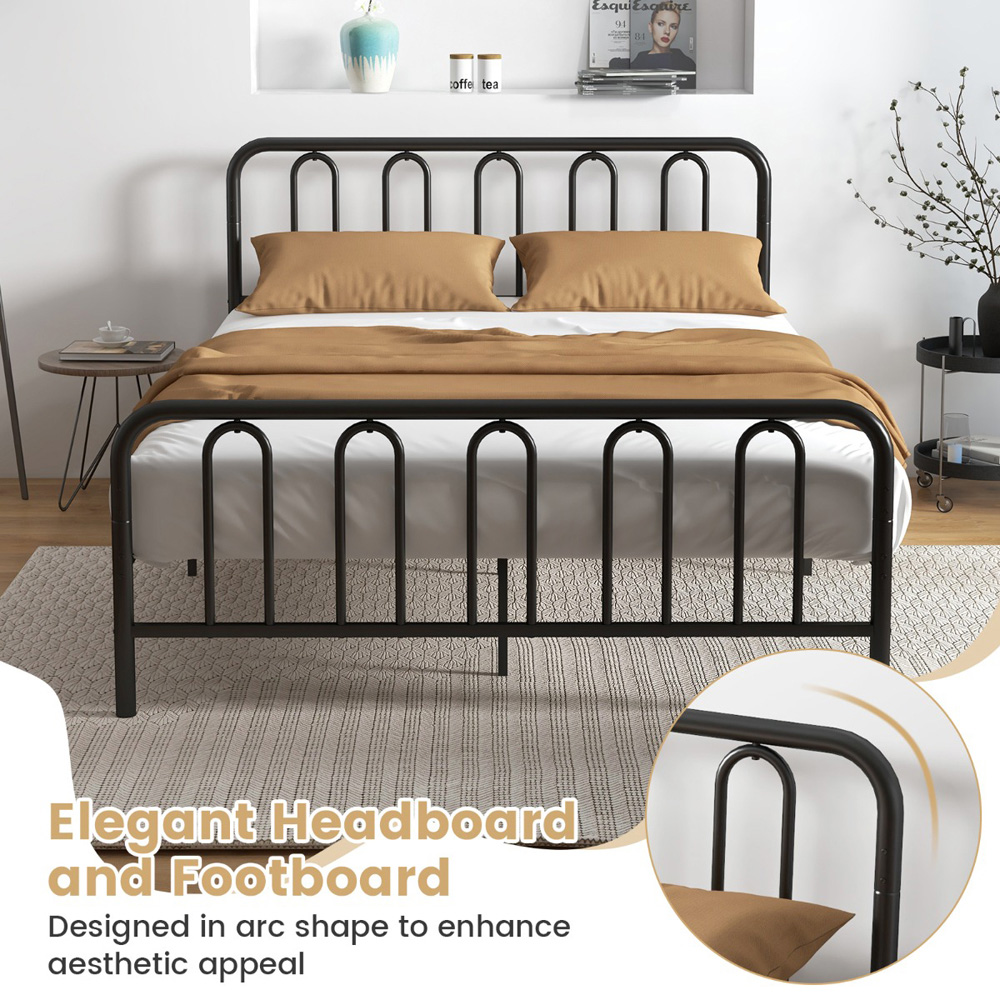 Costway King Size Black Metal Bed Frame with Headboard and Footboard Image 7