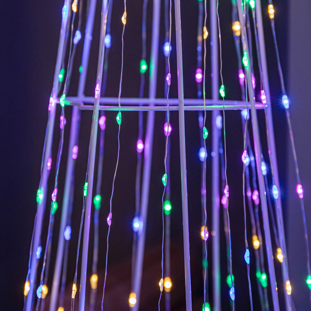 Samuel Alexander White Metal Multi Coloured LED Dewdrop Christmas Cone Tree 3 Pack Image 5