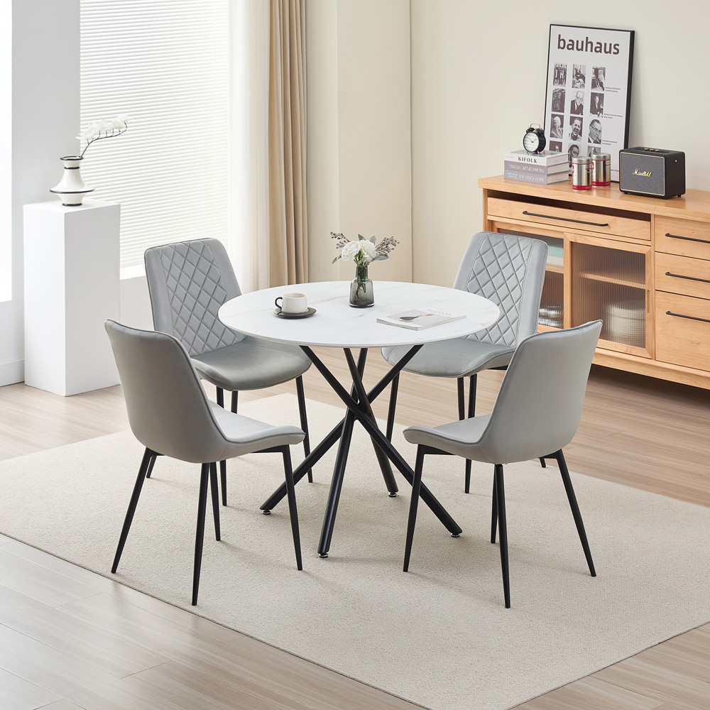 Indoor Living Seattle Amelia 4 Seater Round Dining Set Grey Image 9