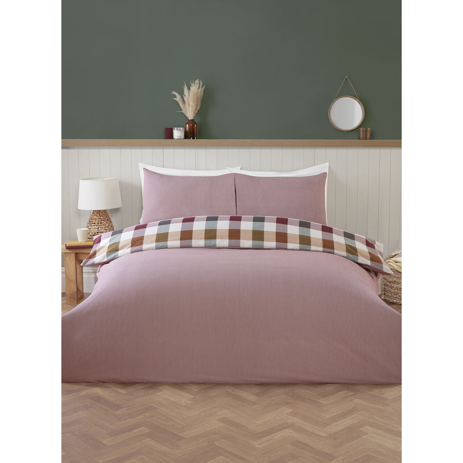 Skye Check Duvet Set - Burgundy / King Image 2