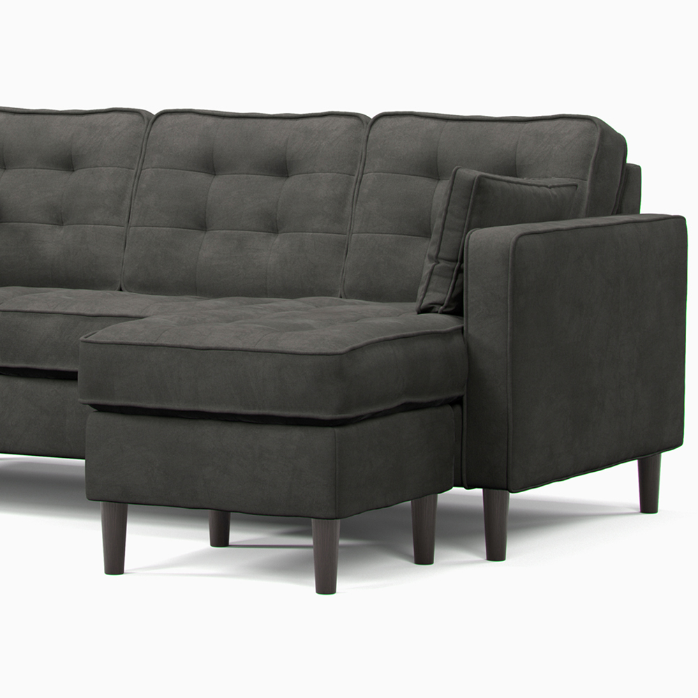 Eden 3 Seater Graphite Chenille Reversible L Shaped Corner Sofa Image 5