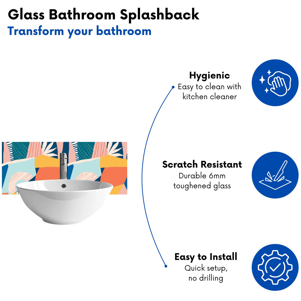 Warren Reed Designer Modern Floral Glass Bathroom Splashback 25 x 60cm Image 4