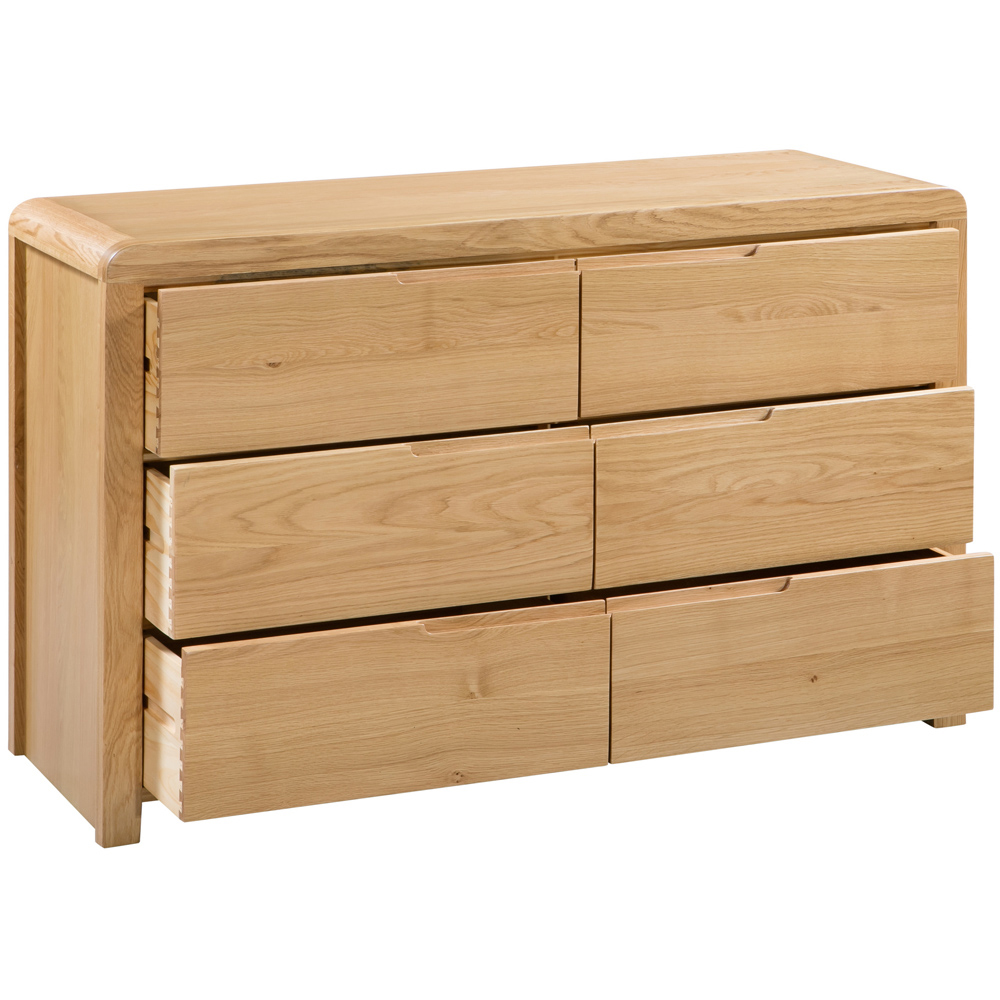 Julian Bowen Curve 6 Drawer Oak Wide Chest of Drawers Image 4