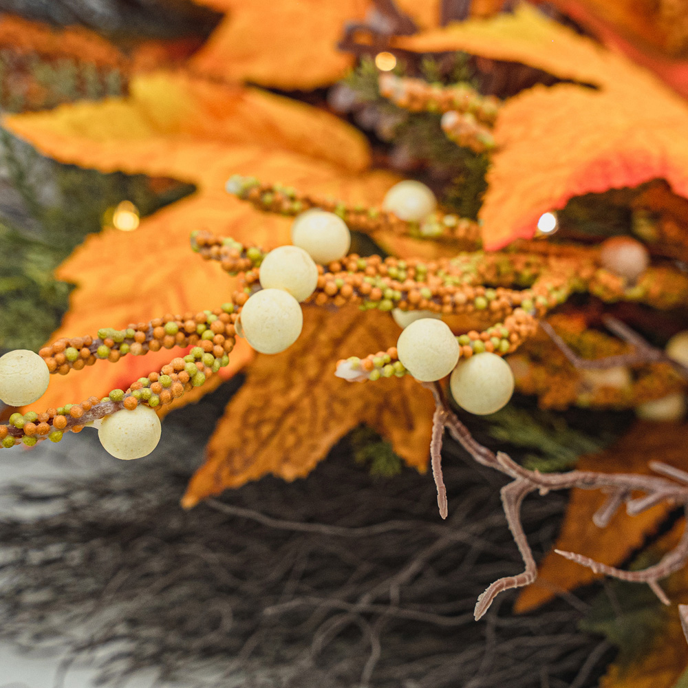 Norfolk Golden Harvest 150 Warm White LED Christmas Garland with Pumpkins Gourds and Pinecones 183cm Image 7