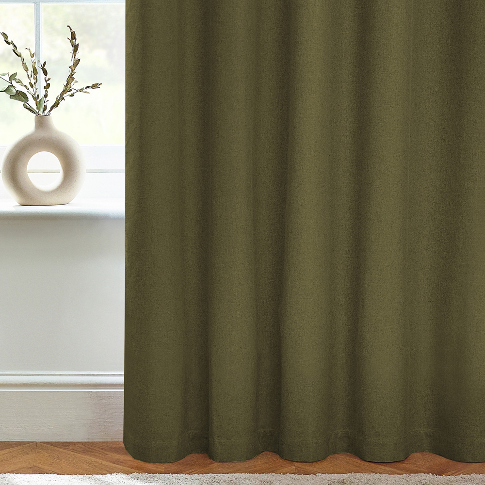 furn. Dawn Green Textured Blackout Eyelet Curtains 168 x 137cm Image 3
