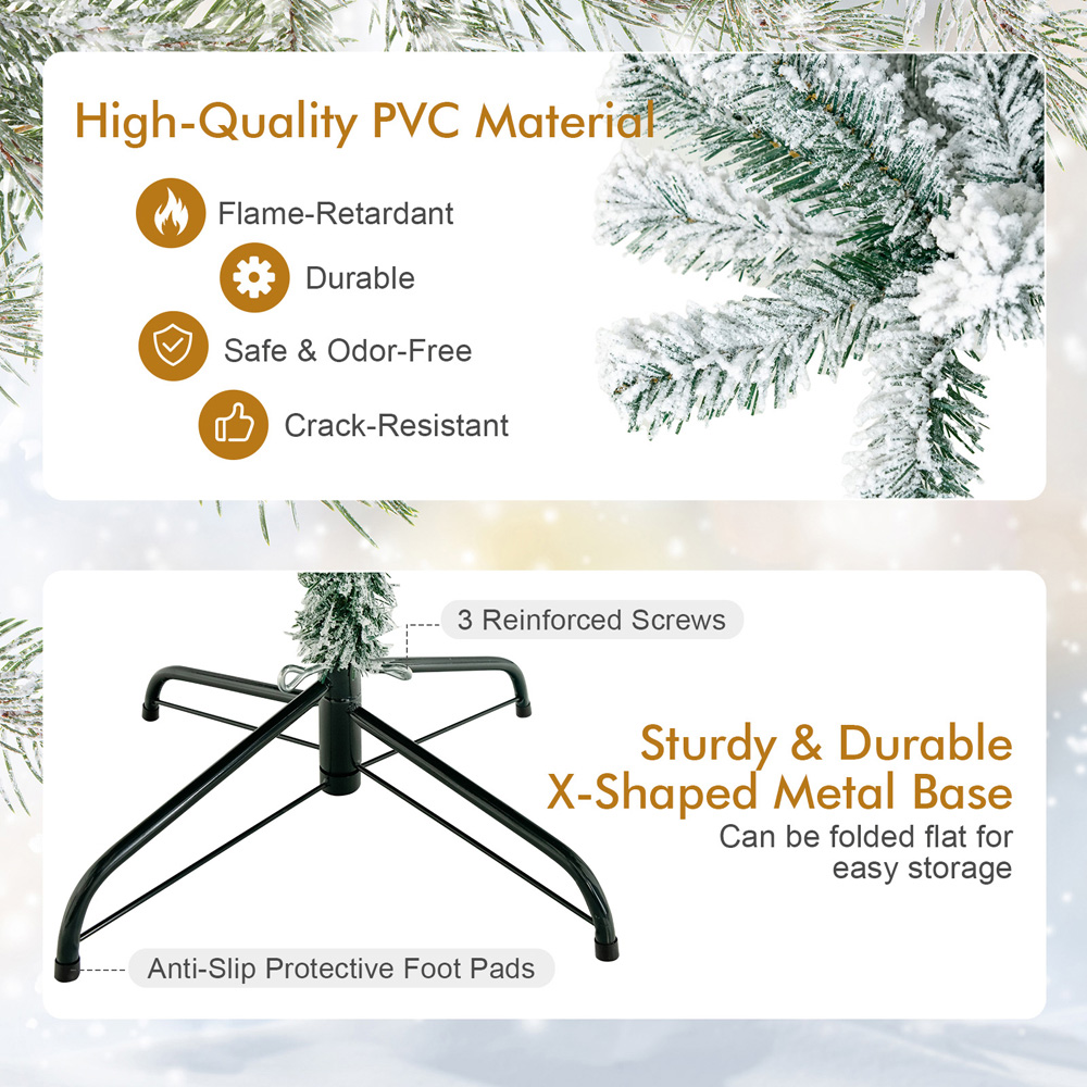 Costway Snow Flocked Artificial Christmas Tree 6ft Image 4
