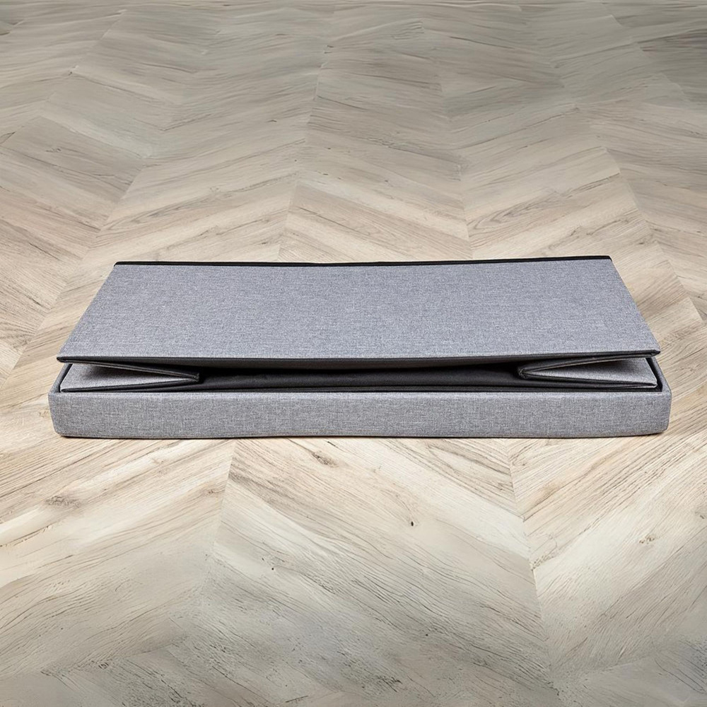 Home Source Grey Linen Folding Storage Ottoman Image 5