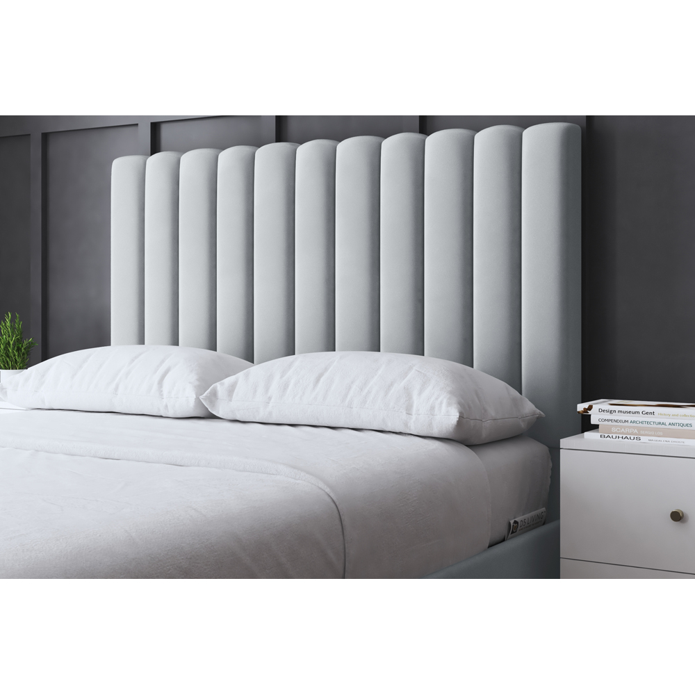 DS Living Evangeline King Size Silver Upholstered Ottoman Bed with Headboard Image 3