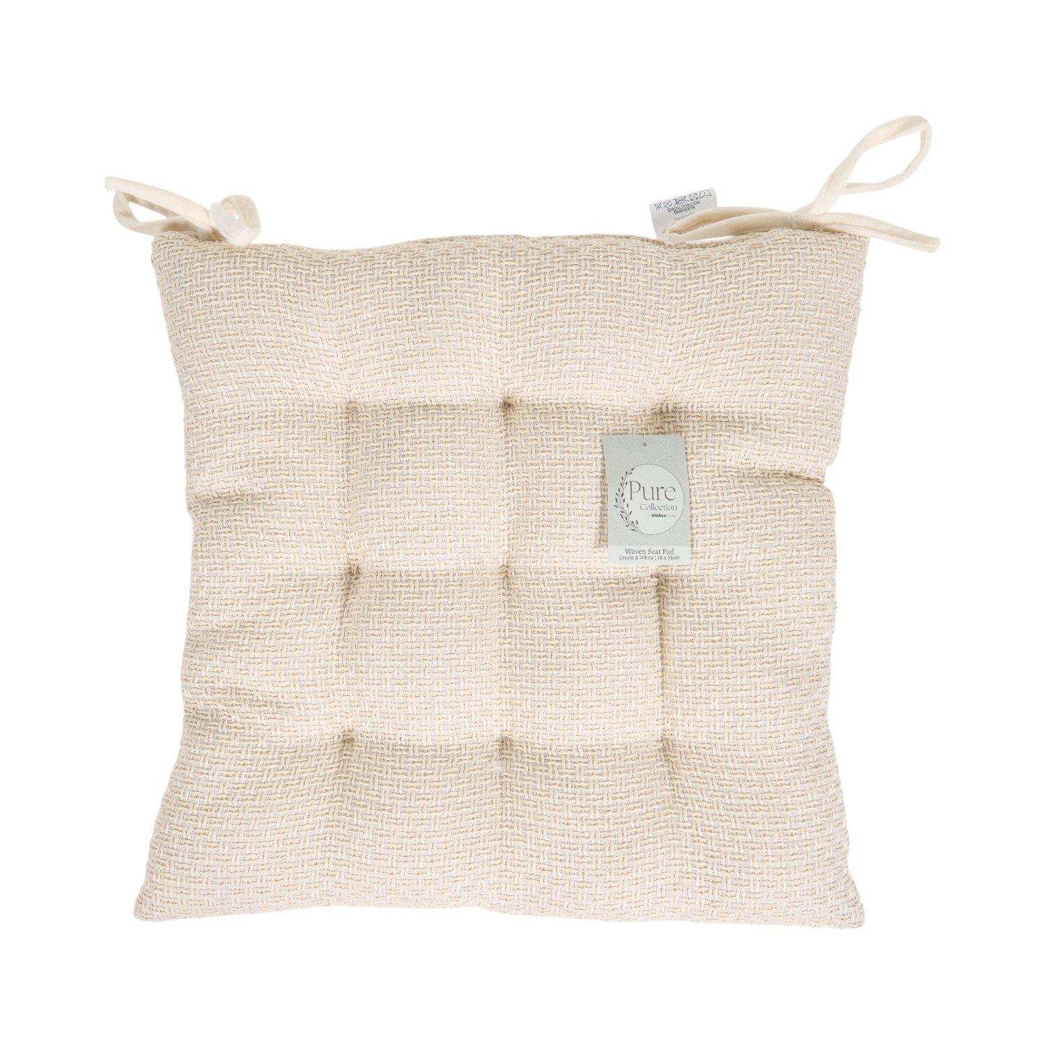 Plush Woven Seat Pad Cream and White Image 1