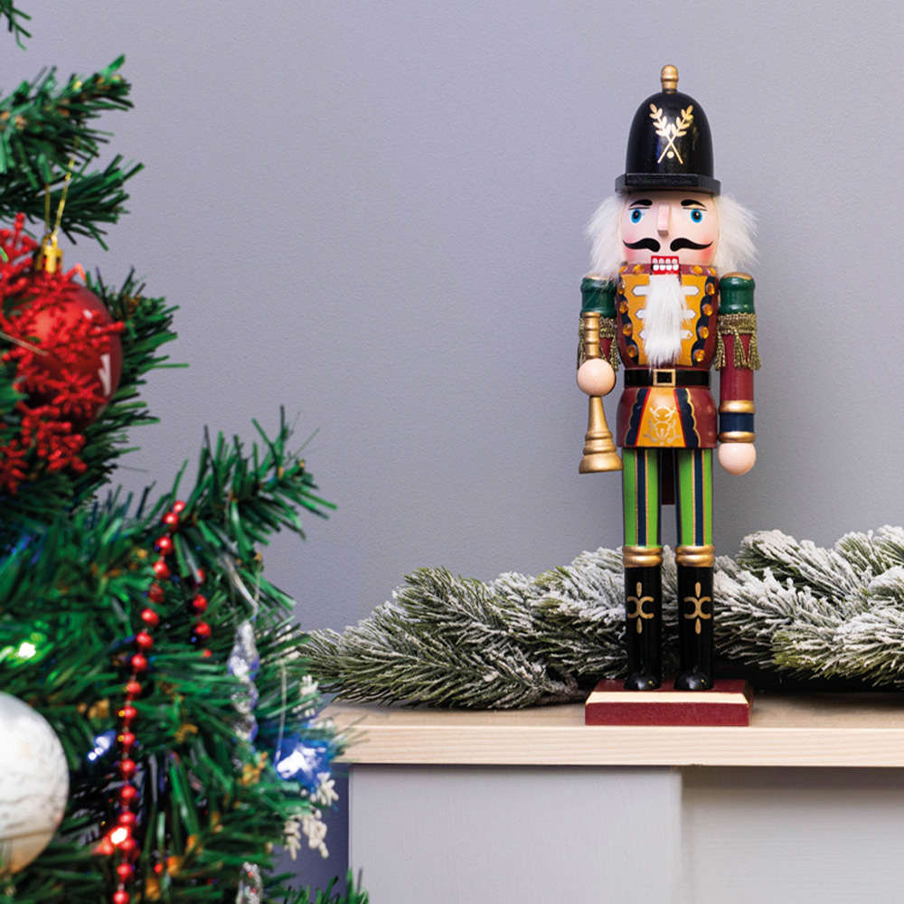 St Helens Green Classic Wooden Nutcracker Soldier with Bugle 30cm Image 4