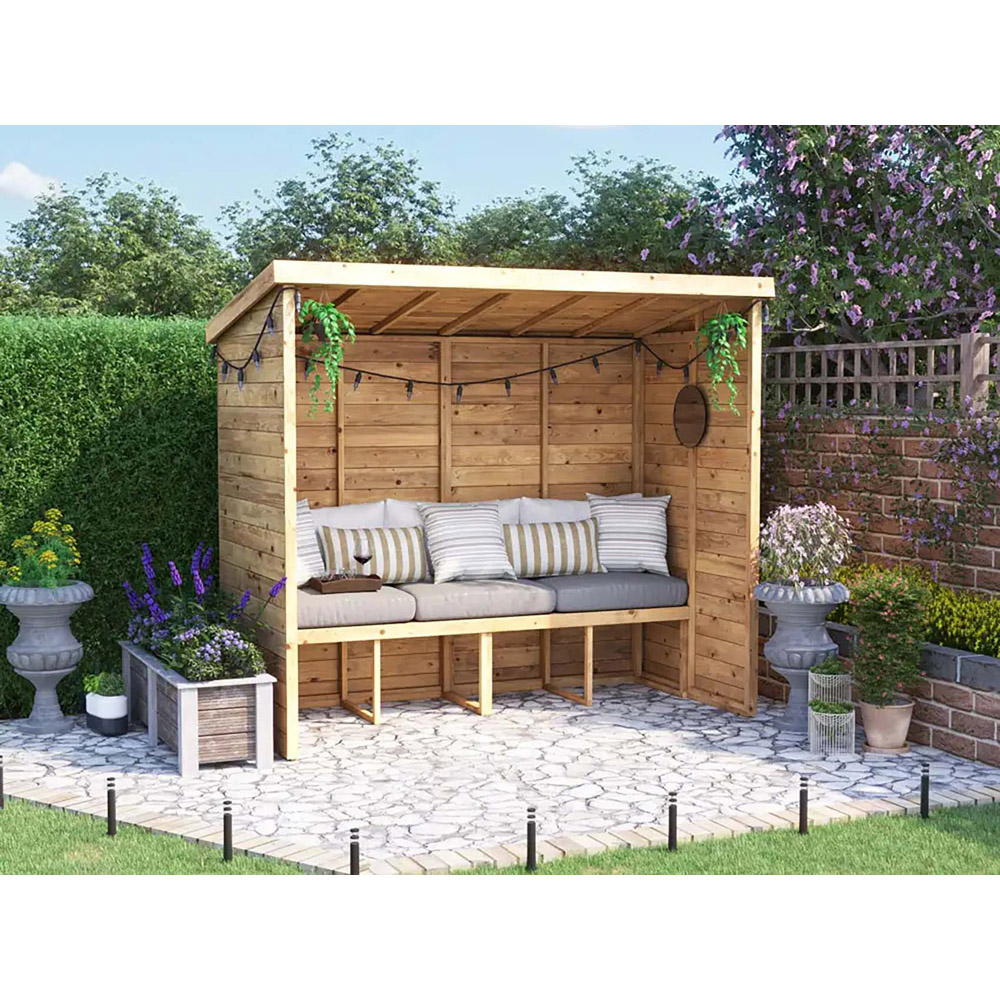 Dunster House Apocallipo 3 Seater 8 x 4ft Brown Pent Garden Arbour Image 3