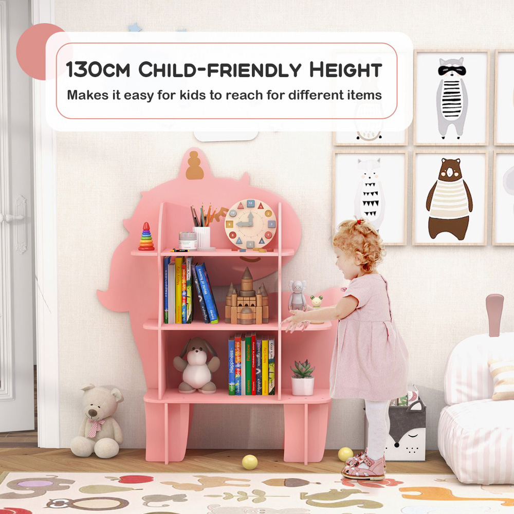 Costway Pink Kids Toy Bookshelf Image 5