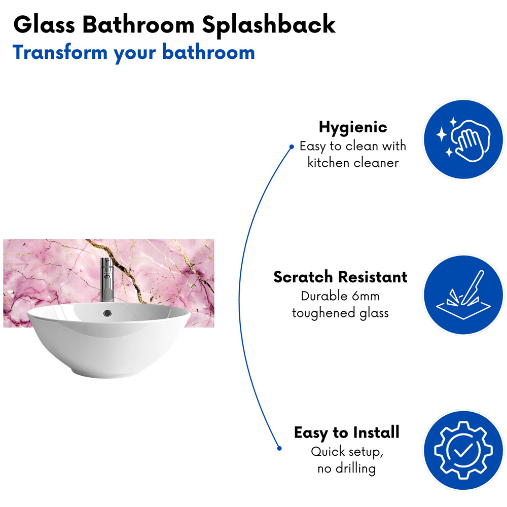 Warren Reed Designer Polished Rose Marble Effect Bathroom Splashback 25 x 60cm Image 4