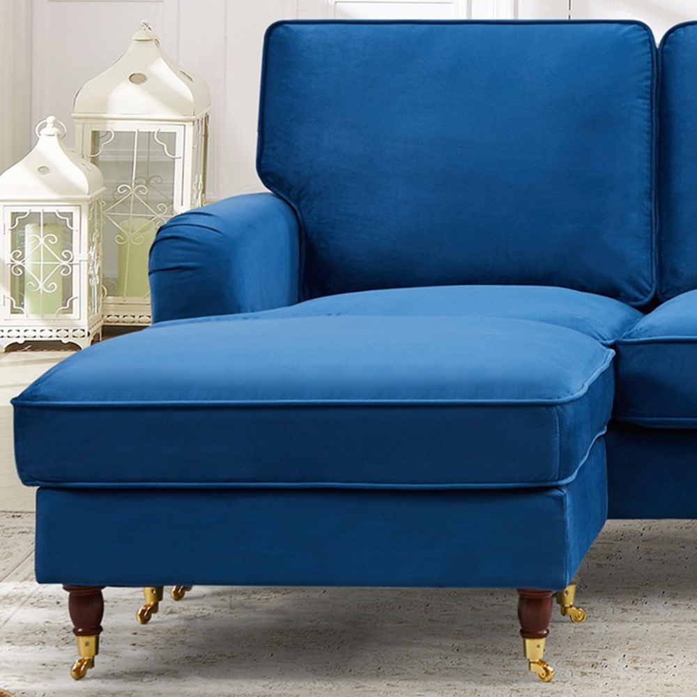 Woodbury 3 Seater Blue Velvet Reversible Corner Sofa Image 2