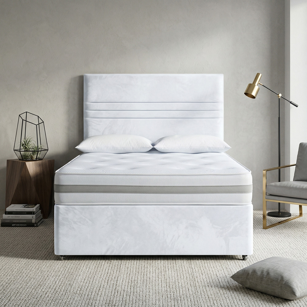 DS Living Harrington Single White Plush Divan Bed Image 3