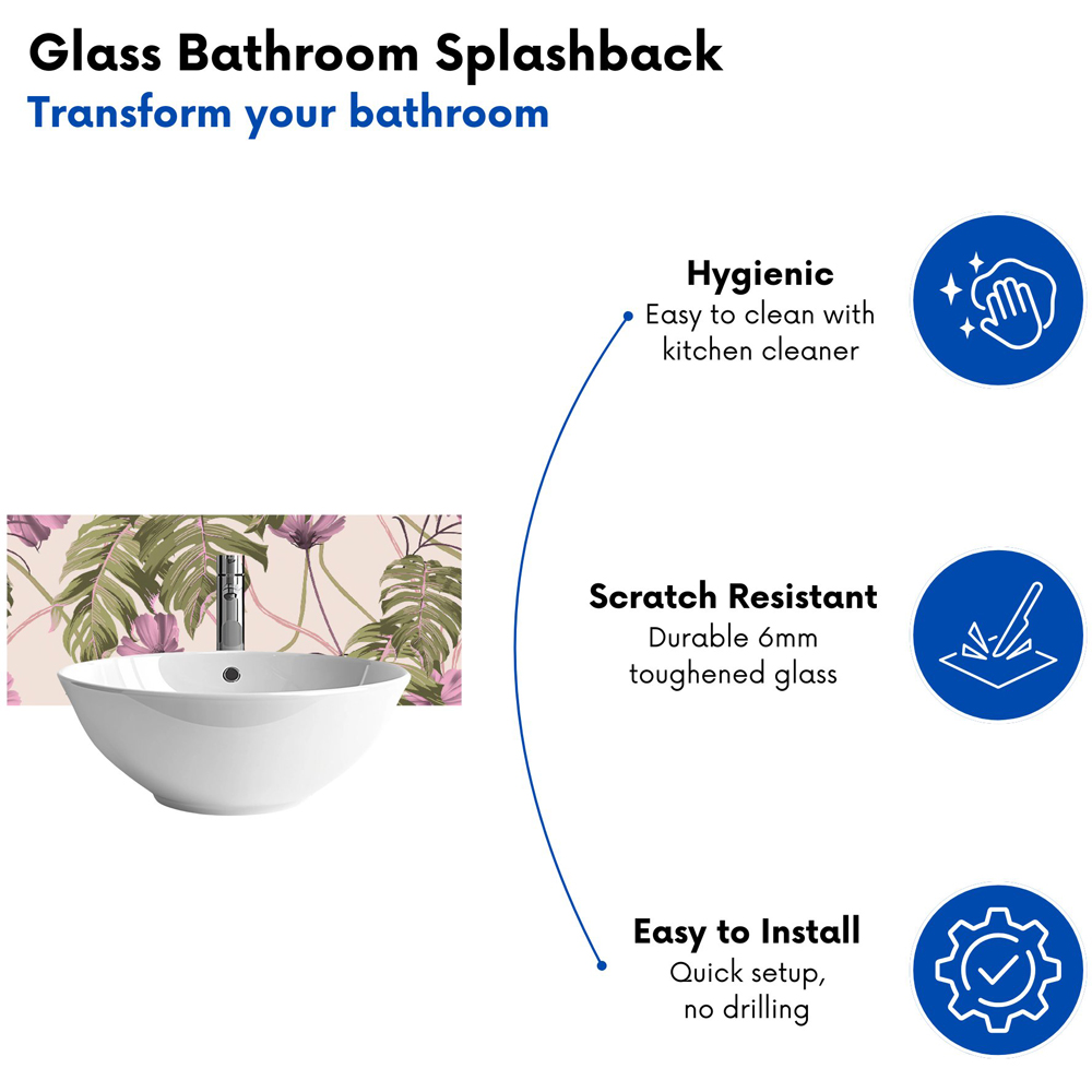 Warren Reed Designer Pink Cosmos Flowers Glass Bathroom Splashback 25 x 60cm Image 4