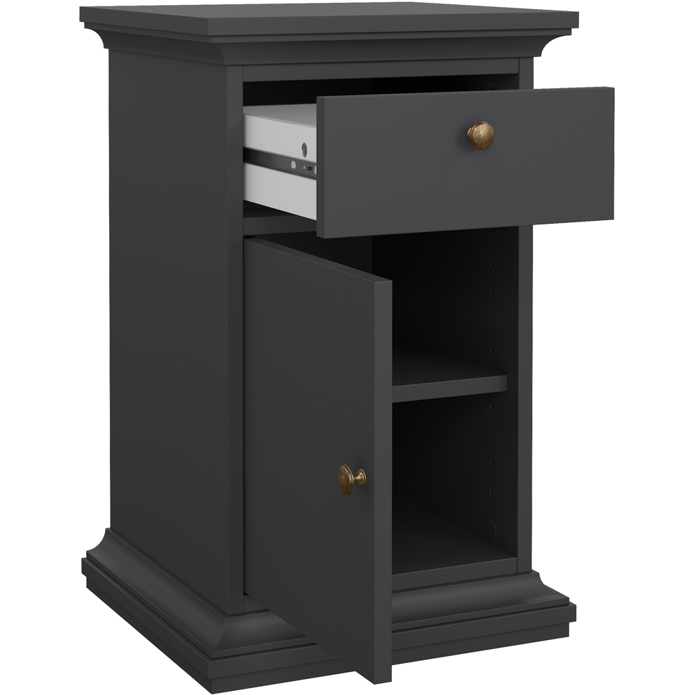 Florence Paris Single Door Single Drawer Matt Grey Bedside Table Image 5