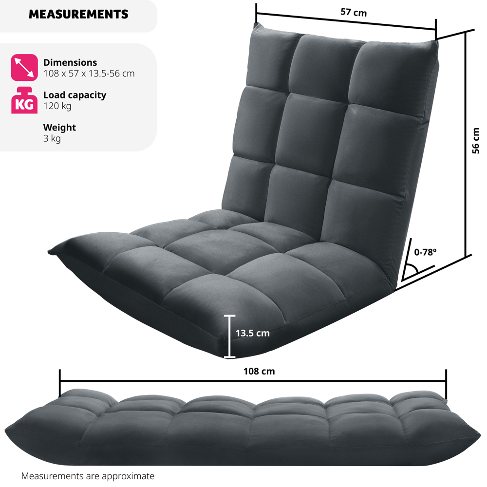 tectake Snooze 2 in 1 Grey Recliner Armchair and Lounger Image 9