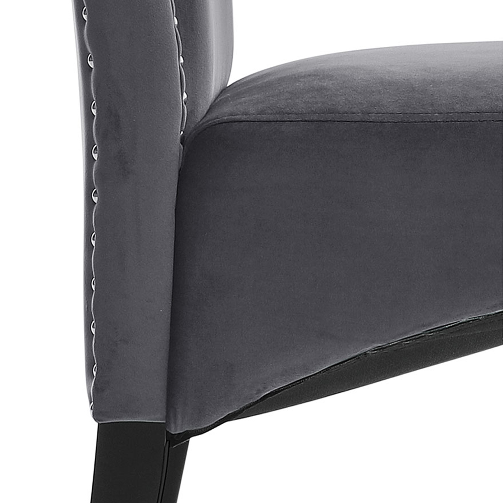 Living and Home Set of 2 Dark Grey Velvet Dining Chair Image 5