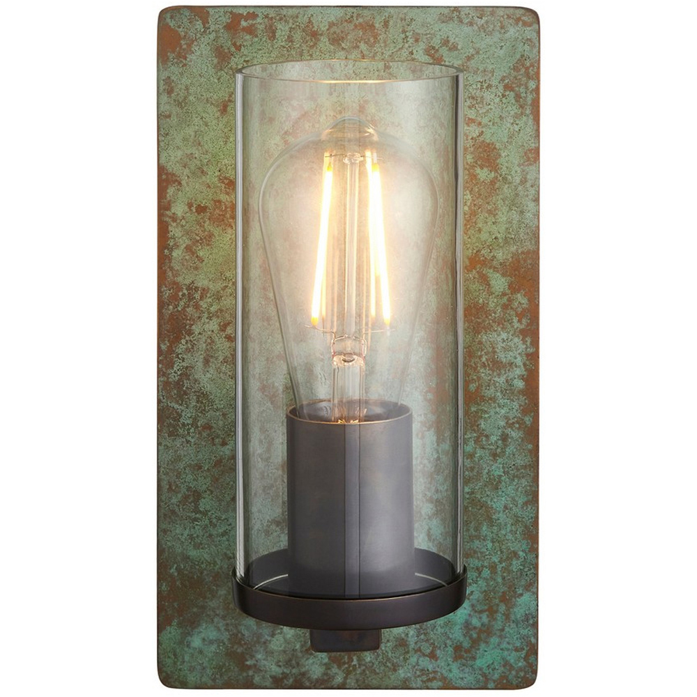 Merano Palermo Verdigris Bronze Plate Clear Glass Wall Lamp Image 3