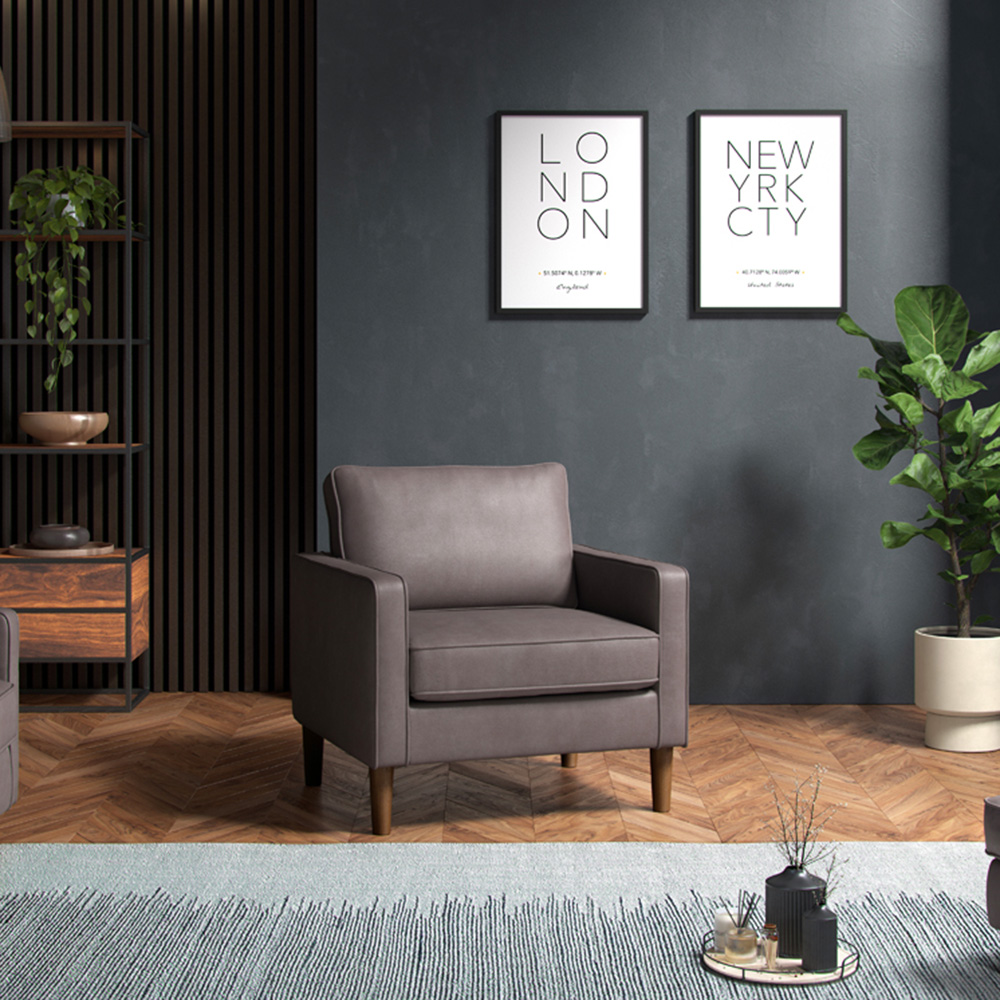 Regan Grey Faux Leather Armchair Image 4