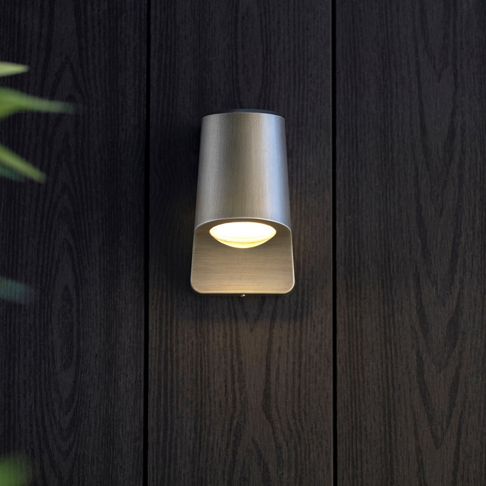 Merano Verona Brushed Silver Frosted Glass Outdoor Wall Lamp Image 8