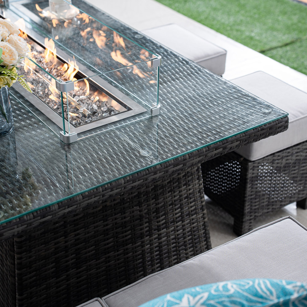 Direct wicker Grey 8 Seater Rattan Corner Outdoor Furniture Set with Gas Firepit Table Image 3